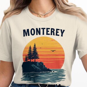 Monterey California Sunset T-Shirt, Scenic Coastal Graphic Tee, Beach Vacation Souvenir, California Nature Shirt, Vintage Style Tee