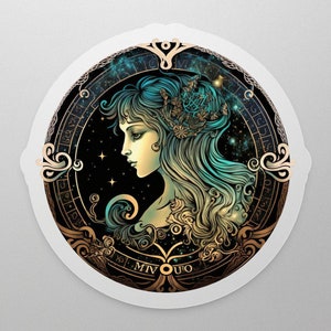 Virgo Zodiac Stickers, Zodiac Sticker Pack, Virgo Stickers, Zodiac Symbol, Planets, Cosmo Stickers, Virgo Sticker