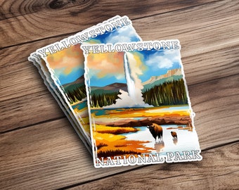 Pegatinas del Parque Nacional de Yellowstone, vida silvestre de Yellowstone, pegatina de Yellowstone, pegatinas de camping, pegatina animal personalizada