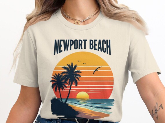 Newport Beach, Ca Sunset Retro T-Shirt Vintage Tee Newport Beach, Ca Sunset Retro T-Shirt Vintage Tee
