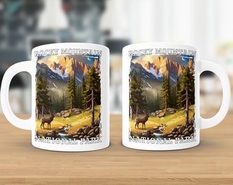 Taza del Parque Nacional de las Montañas Rocosas, taza de las Montañas Rocosas, taza de Colorado, regalo para ella, taza de café de cerámica, taza de café