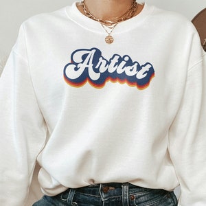 Sweat-shirt d’artiste rétro, cadeau d’artiste, pull d’artiste groovy, semaine de l’artiste, chandail artisanal, cadeau pour elle