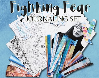 Fighting Fear Bible Journaling Kit for Christian women - creative scripture study set with stickers and devotional