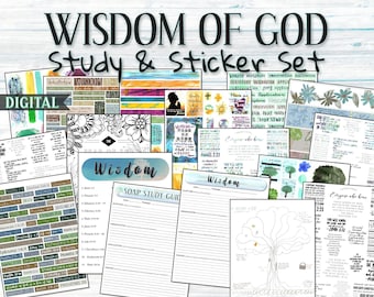 WISDOM Sticker set, bible journaling kit, digital download, bible study elements, bible stickers, gift for her, study group gift, bookmarks