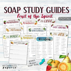 Fruit of the Spirit SOAP Study Set - 10 &#39;SOAP&#39; study lists, monthly bible study, scripture writing, instant download, printable pdf, wisdom