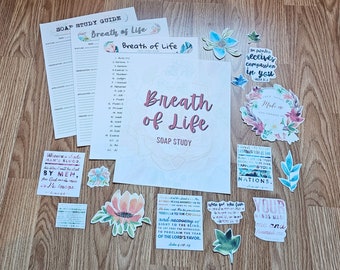 Breath of Life, SOAP Study pack, bible study kit, How to rest, help with anxiety, sticker sheets, topical study, womens bible study, sister