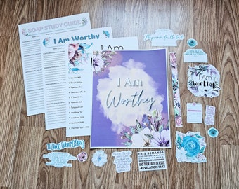 I Am Worthy SOAP Study pack, bible study kit, you are worthy, soap study sheets, sticker sheets, topical study, womens bible study, sister