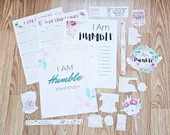 I Am Humble SOAP Study pack, bible study kit, you are humble, soap study sheets, sticker sheets, topical study, womens bible study, sister