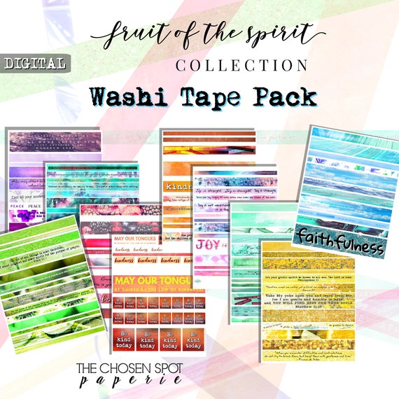 Washi Strip Pack, Fruit of the Spirit, Printable Washi Tape, Bible Verse,  Watercolor Washi, Bible Journaling, Planner Stickers, Gift for Her 