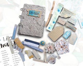 I Am Enough Creative Bible Study Kit, Art Journal, bible journaling, junk journal kit, gift for her, DIY journal gift kit, identity study