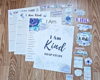 I Am Kind SOAP Study pack, bible study kit, you are kind, soap study sheets, sticker sheets, topical study, womens bible study, sister gifts