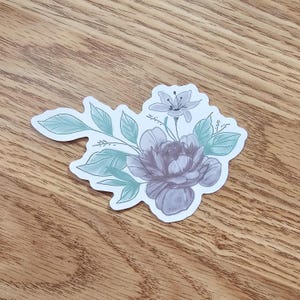I Am Worthy Floral-vinylsticker - waterdichte sticker voor beker, laptophoes, notitieboekje, bijbeldagboek - vrouwelijke paarse bloem voor vrouwen