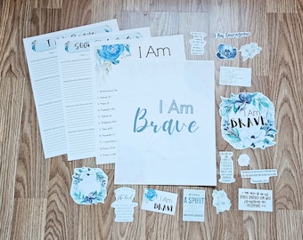 I Am Brave SOAP Study pack, bible study kit, you are courageous, soap study sheets, sticker sheets, topical study, womens bible study, gifts