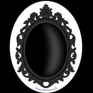 Ornate black mirror / scrying obsidian - sticker with a clear or holographic finish