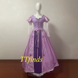 For Princess Rapunzel Dress, Rapunzel Costume, Tangled Rapunzel Dress Embroidery Flowers Luxury Design Personalized Size