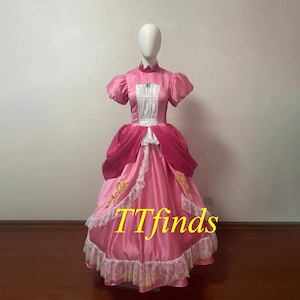 For Peach Inspired Dress, Super Mario Bros Peach Cosplay Dress, Princess Mario Peach Red Dress Cosplay Costume Personalized Size