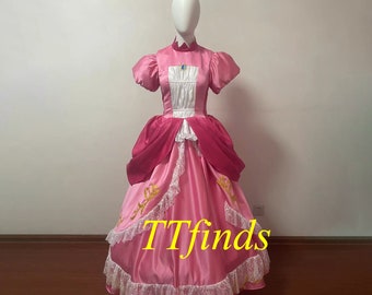 For Peach Inspired Dress, Super Mario Bros Peach Cosplay Dress, Princess Mario Peach Red Dress Cosplay Costume Personalized Size