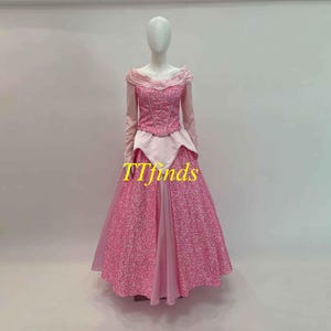 Princess Aurora Dress Pink Cosplay Costume Sleeping Beauty Aurora Dress Outfit Costume Adult Women Girls