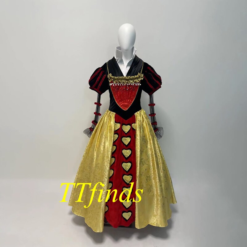 Child Deluxe Red Queen Costume Party Princess Dress for Halloween