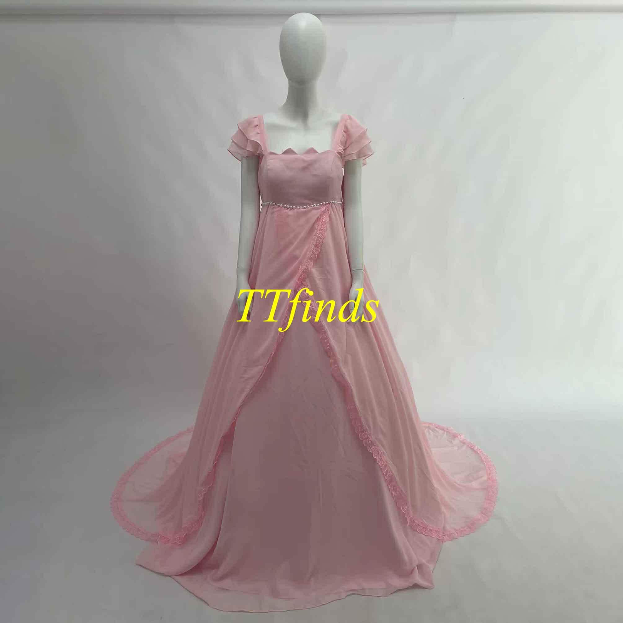 open lace back dress Sailor Moon Queen Serenity Cosplay Formal Evening Dress TB2404 Custom Size / Ivory / Dress + Sleeves + Bow