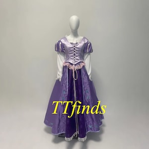 For Princess Rapunzel Dress, Tangled Rapunzel Cosplay Costume, Rapunzel Dress Embroidery Flowers Lace Up