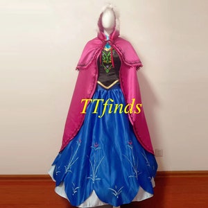 For Frozen Anna Dress, Anna Dress Adult/Kid, Anna Cosplay Costume, Anna Embroidery Dress, Princess Anna Dress Personalized Size