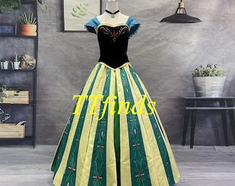 Princess Anna Dress Frozen Anna Cosplay Costume Woman Girls Printed Embroidery Flowers Adult Inspired Personalized Size