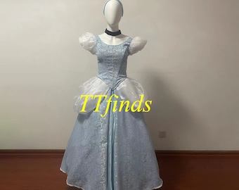 Per abito da principessa Cenerentola, costume da Cenerentola, abito di lusso da Cenerentola con lacci e cravatta, per bambine, adulte e bambini, taglia personalizzata