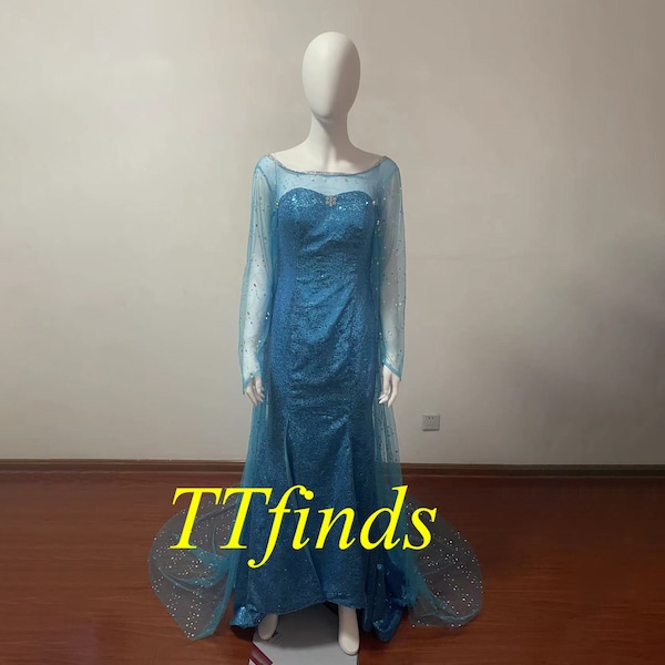 For the Frozen Elsa Princess Dress Cosplay Elsa Disney Princess Cosplay Dress Elsa Cosplay Costume Adult Women Girls Personalized Size