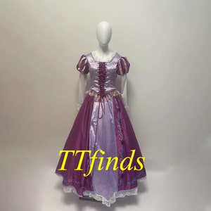 For Princess Rapunzel Dress, Tangled Rapunzel Cosplay Costume, Rapunzel Printed Dress Woman Girls Lace Up Personalized Size