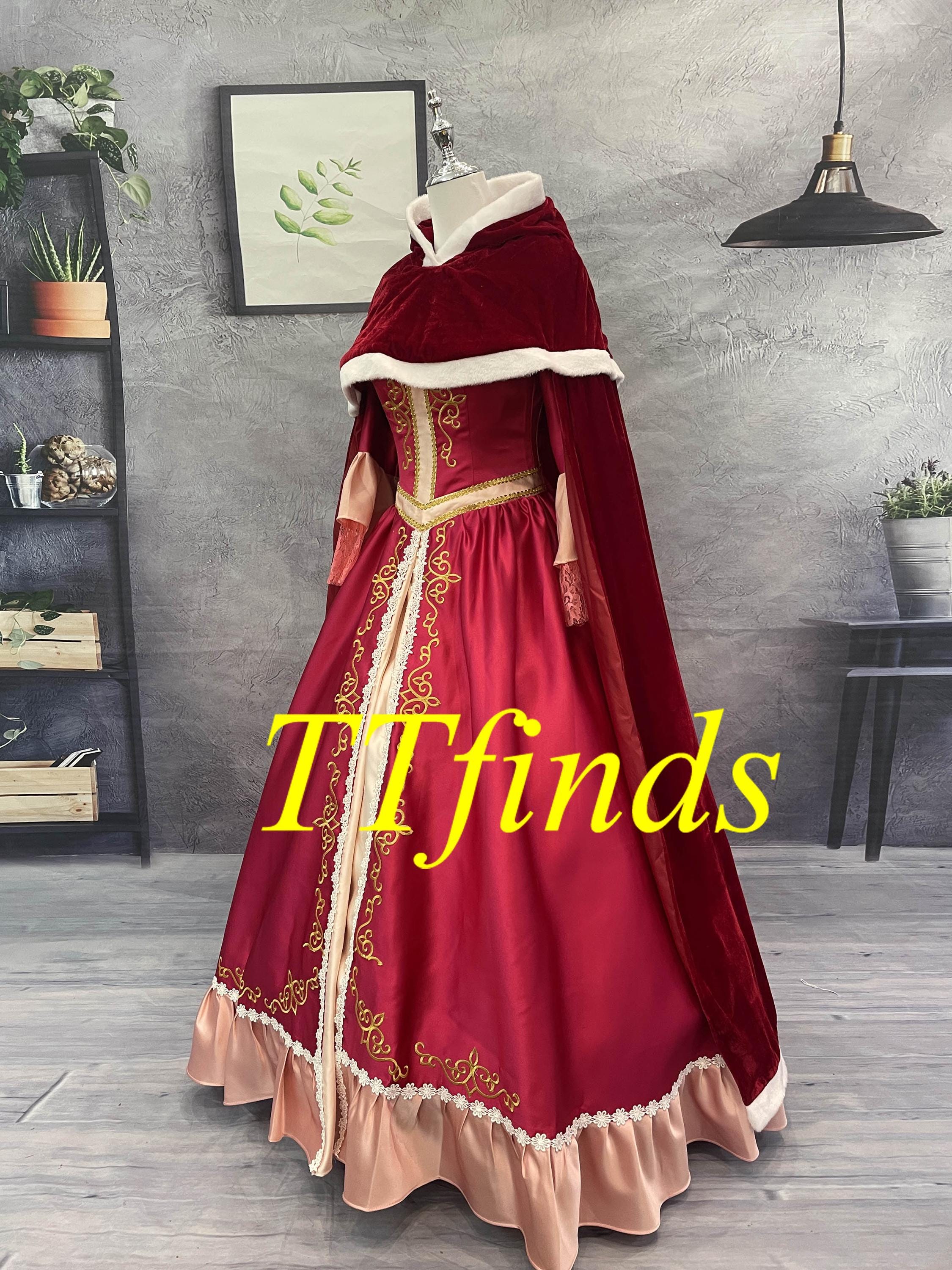 Princess Belle Dress, Belle Cosplay Costume, Belle Dress Dark Red Vs Cloak  Luxury Design Personalized Size - Etsy
