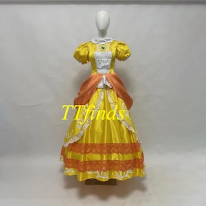 Princess Mario Dress Super Mario Daisy Yellow Dress Costume Cosplay Dress Woman Costume Adult Women Girls