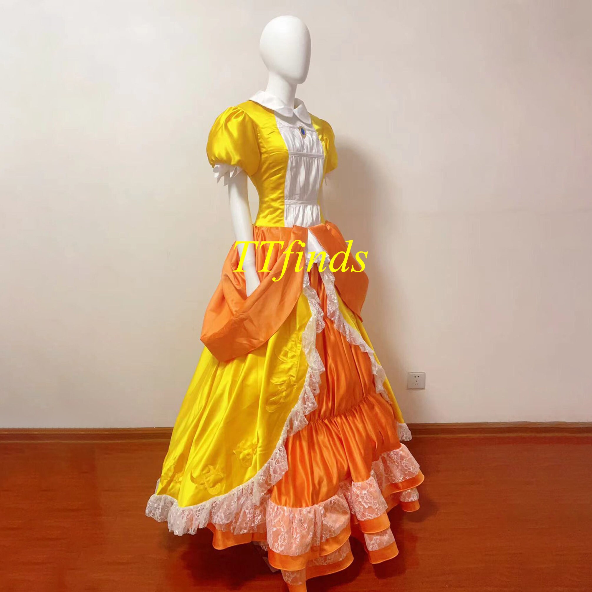 for The Super Mario Princess Dress Mario Satin Cosplay Costume Adult Women Girls Daisy Yellow Peach Dress Personalized Size