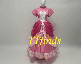 Super Mario Princess Dress Mario Peach Red Dress Halloween Taglia personalizzata