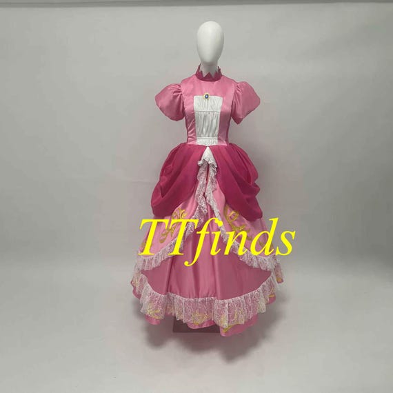 Super Mario Princess Dress Mario Peach Red Dress Halloween Taglia