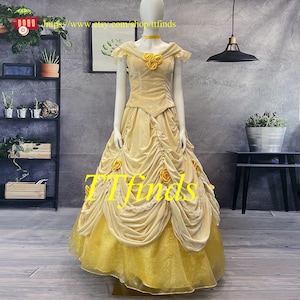 Belle Dress Princess Belle Cosplay Costume Beauty and The Beast Belle Cosplay Outfit Adult Women Girls Personalized Size Luxury