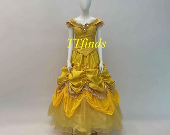 ディズニー風、ベルの大人用ドレス、ベルの大人用コスチューム