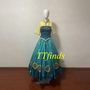 For The Frozen Anna Birthday Party Anna Fever Dress Printed Flowers Outfit Costume Adult Women Girls Personalized Size