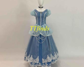 Princess Cinderella Dress Cinderella Blue Cosplay Costume Adult Women Girls