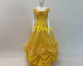 Princess Belle Dress Cosplay Beauty and The Beast Belle Dress Outfit Costume Adult Women Girls