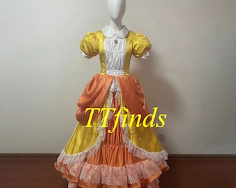 For The Mario Princess Dress Mario Satin Cosplay Costume Adult Women Girls Daisy Yellow Peach Dress Personalized Size