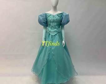 The Little Mermaid Princess Dress Cosplay Ariel Green Dress Cosplay Halloween