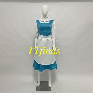 Princess Belle Dress Beauty and The Beast Belle Maid Dress Outfit Costume Adult Belle Woman Girls Dress Cosplay Personalized Size