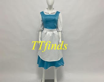 Princess Belle Dress Beauty and The Beast Belle Maid Dress Outfit Costume Adult Belle Woman Girls Dress Cosplay Personalized Size