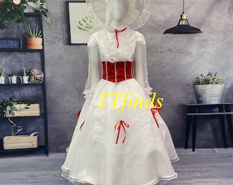 Princess Mary Poppins Dress Mary Poppins for Women Adult Girls Cosplay Costume Inspired Personalized Size