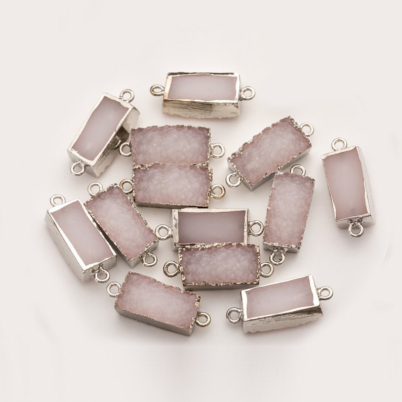 Druzy Drusy Stone Connectors for jewelry Making 5 pcs Natural Agate Crystal Bud Bracelet Pendant Necklace Charming Connectors
