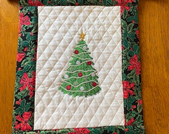 Bayas de acebo, adornos y cuentas, arte de pared bordado, decoración de puerta delantera, árbol de Navidad O