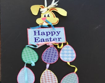 Basket Stuffer Easter Eggs Lace   Bunny Sign with Eggs  Bunny Sign Wall Art Window Decor Easter