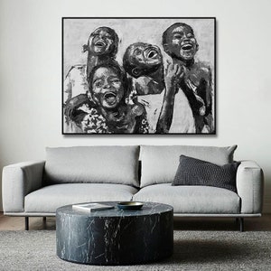 Happy Kids Canvas Print by Shai Yossef: African American Black Art