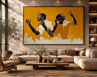 Contemporary Black Art Print | Emotional Figurative Painting | Modern Statement Wall Art